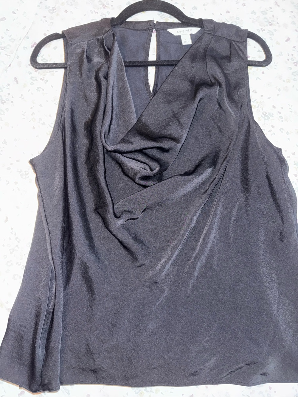 Nine West Black Satin Cowl Neck Sleeveless Camisole